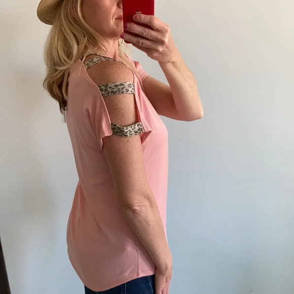 Blush V Neck, Cold Shoulder Top - Picture 6 of 8